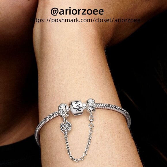 Pandora Heart Family Tree Safety Chain Charm - Picture 2 of 2